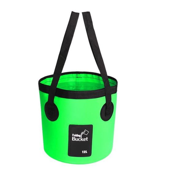 Seau à Eau Pliable 20L En PVC Renforcé - Avec Poche Filet, Pour Pêche, Camping, Jardin, Transport Facile (33x33x24 Cm)