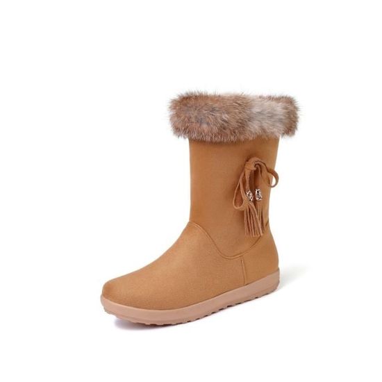 Bottes D'Hiver Pour Femmes Chaudes Et Confortables - Chaussures De Neige Avec Doublure Peluche, Lacets Et Fermeture Éclair, Idéales Pour Randonnée Et Quotidien