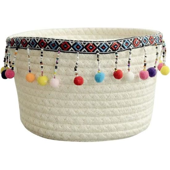 OYHOMO Panier de Rangement Tissé en Corde de Coton Bébé Corbeille à Linge Pliable avec Poignées pour Vêtements, Jouets, Maison Décor, 28x30 CM, Blanc et Gris OYHOMO Panier de Rangement Tissé en Corde de Coton Bébé Corbeille à Linge Pliable avec Poignées pour Vêtements, Jouets, Maison Décor, 28x30 CM, Blanc et Gris