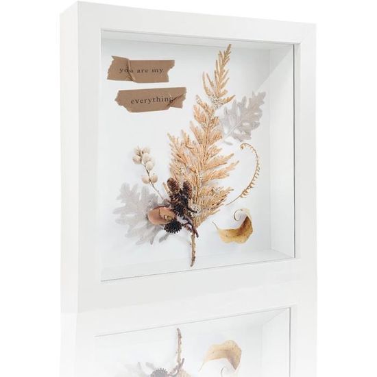 Cadre 3D Profond 20x20 Cm En Bois - Boîte à Ombre Pour Fleurs Séchées, Souvenirs De Mariage Et Décoration Murale