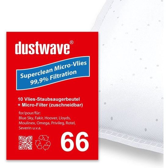 Sacchetto per aspirapolvere adatto per Hoover – H 64/H64 aspirapolvere di marca dustwave® – Made in Germany + con microfiltro bianco