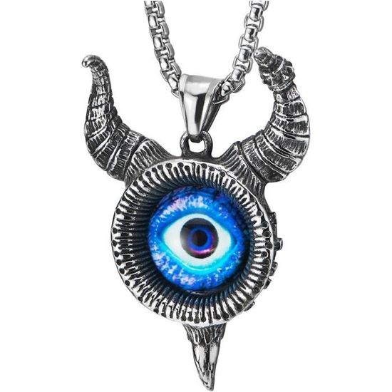 Pendentif Porte-bonheur Œil Bleu Avec Hibou Et Lune - Charme Anti-Mauvais Œil Pour Collier DIY Et Bijoux