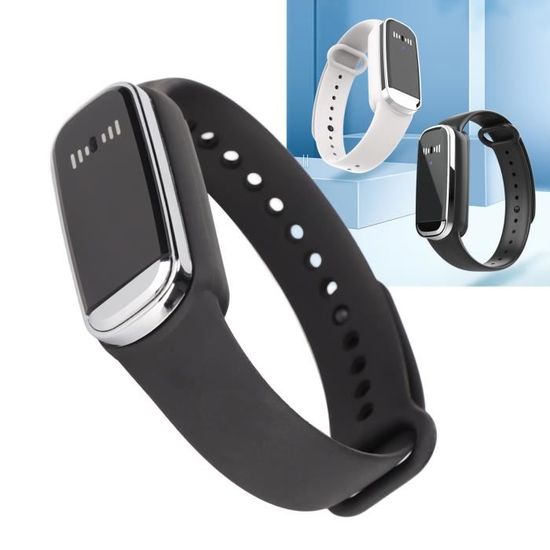 Bracelet Anti-Moustiques Ultrasons Rechargeable USB - Montre Numérique Voyage Noir