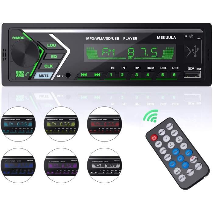 autoradio bluetooth,4x60w radio voiture,1din radio de voiture,7 couleurs fm stéréo radio poste radio voiture support fm usb mp3 wm