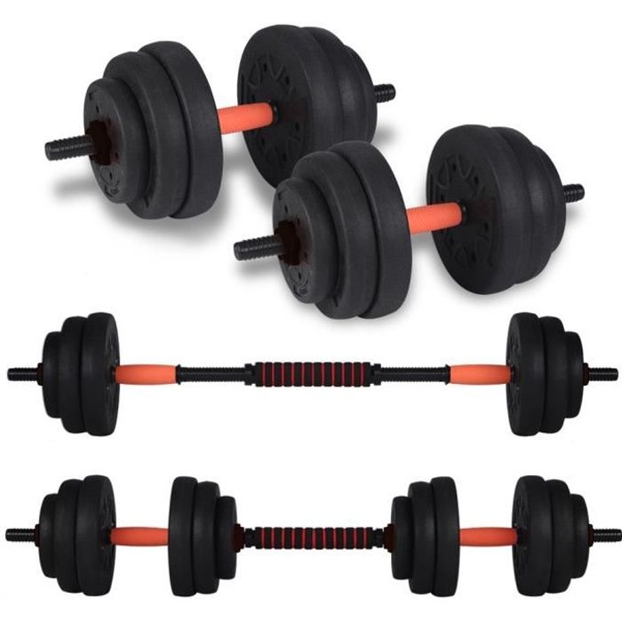 Barre de Musculation avec Poids 20 kg , Barre d'Haltères, Barre à Disques -QUT