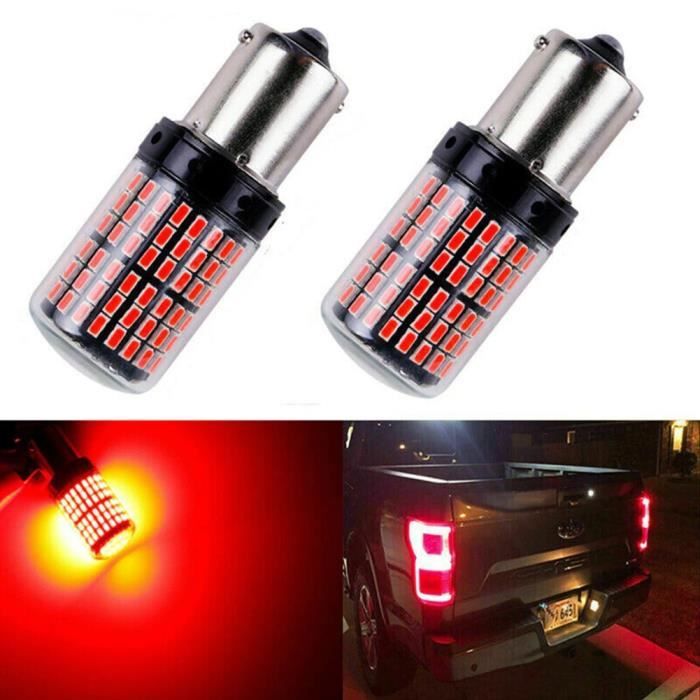 Ampoule BA15S LED P21W Veilleuses 144 SMD Rouge pour Feux Arriere veilleuses Voiture