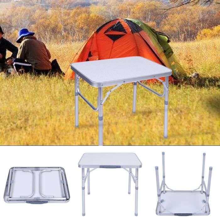 Table de reception pliante - Table pliante • Aluminium • hauteur réglable 25-56cm - Camping, jardin, balcon, terrasse - YES