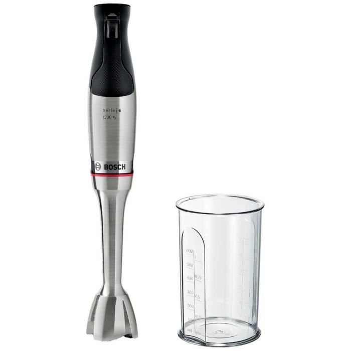 Bosch Haushalt Serie 6 ErgoMaster Mixeur plongeant 1200 W avec blender, sans BPA acier inoxydable, noir