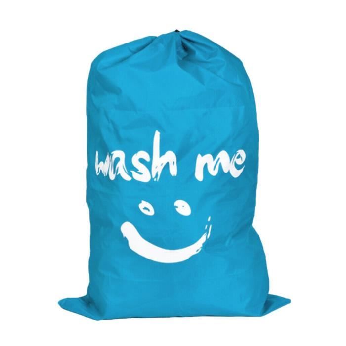 Sac à linge sale,Large Sac à Linge Sacoche à Linge Pliable Sac de Rangement avec Nylon Corde 120g，60－80L,70x100cm,Bleu