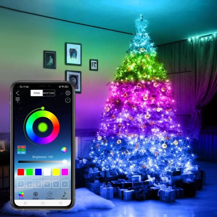 Guirlandes lumineuses de noël 2M 5M 10M 15M 20M 5V USB Bluetooth RGB guirlande LED fil de cuivre, éclair Warm white 10M -THJR31369