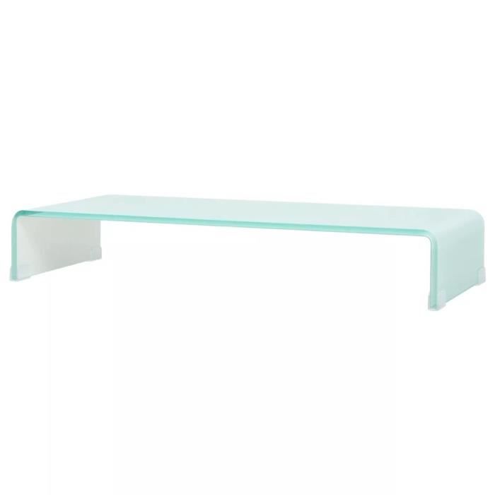 Furniture® Meuble TV Design - Meuble HI-FI- Support pour moniteur 80 x 30 x 13 cm Verre Blanc ��10685