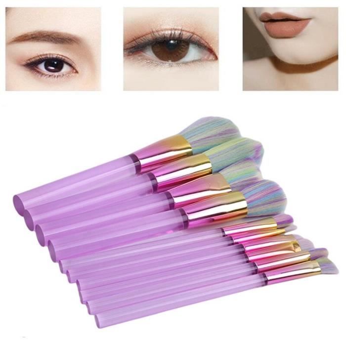 PLUS 10 pièces pinceau de maquillage et cosmétique outil plat colonne Base brosse acrylique Transparent maquillage pour femme haute