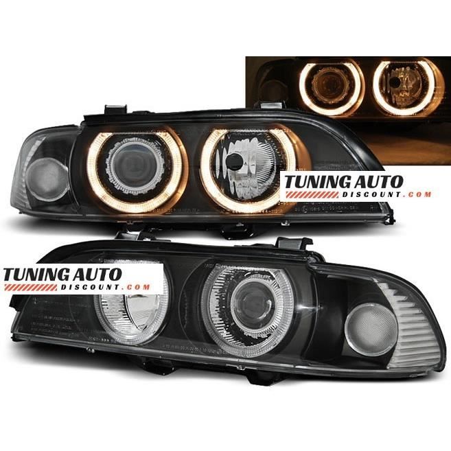 Phares avant BMW e39, 09.95-06.03 angel eyes h7-h7 noir ( 26949 )