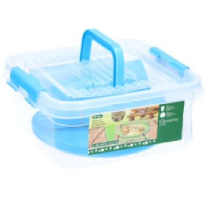Camp Active set de pique-nique 21 pièces transparent/bleu