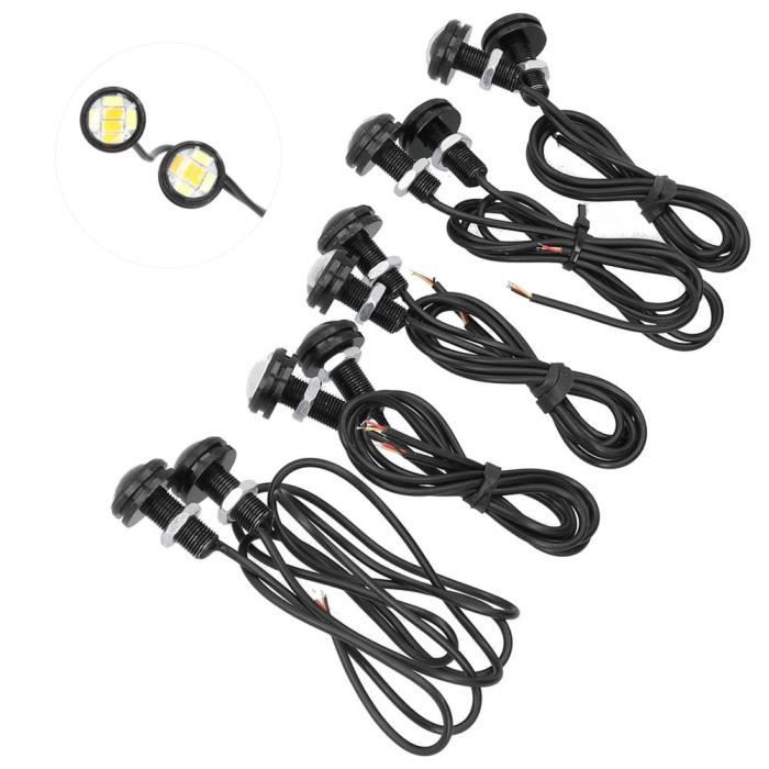HURRISE Feu de jour 10 pièces DC9-80V LED DRL feux de jour blanc jaune lumière 23mm 6SMD IP67 étanche