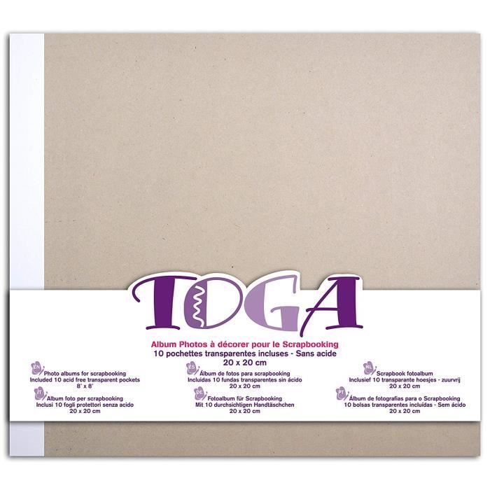 Toga AL14 Album de Scrapbooking Brut à décorer, Carton, Gris, 20 x 20 x 2,5 cm