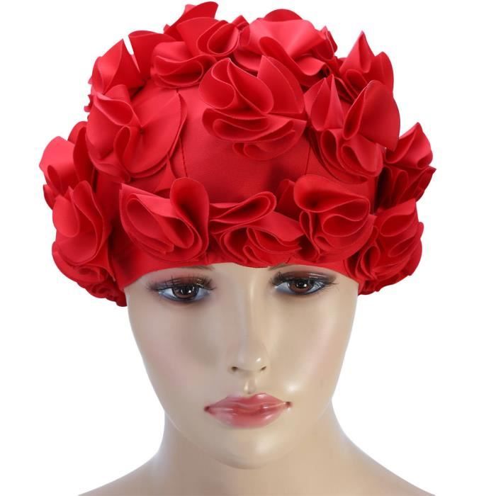 Drfeify bonnet de bain fleur Femmes Enfants Fleur Forme Mode Bonnet De Bain Élastique Bonnet De Bain Cheveux Longs