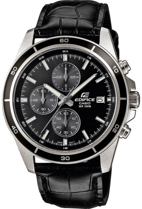 CASIO - Montre en cuir véritable - EDIFICE - Noir