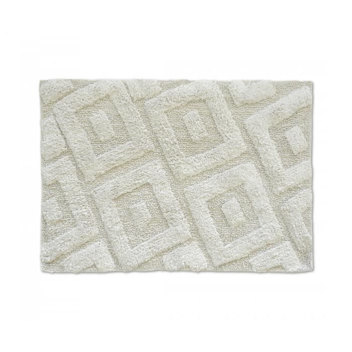 Tapis de bain uni tufté 100% coton 1800g/m² - Blanc - 60x90 cm