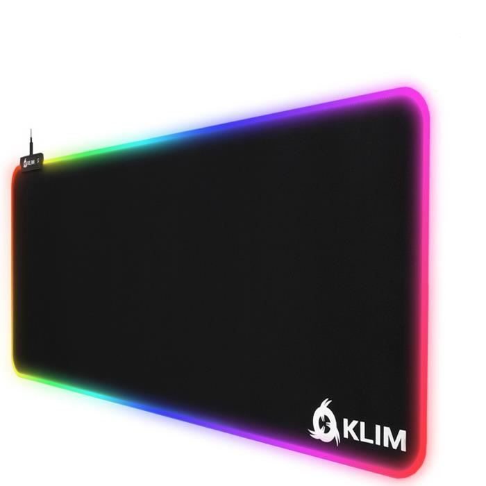 KLIM Supremacy - Tapis de Souris RGB Extra Large - Surface Étendue (XL) - Effets Lumineux - Tissu Haute Précision - Très Grand Tapi