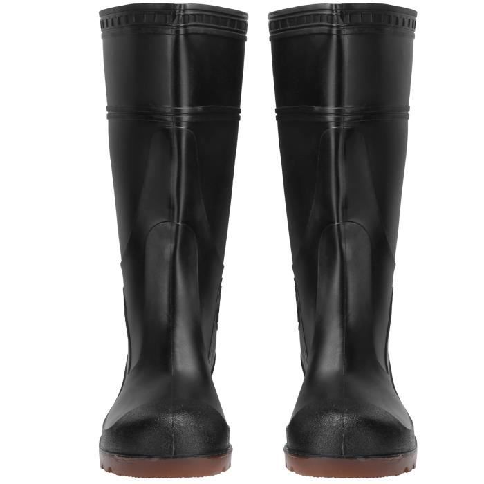Akozon Homme Botte de pluie 1 Paire de Chaussures de Travail Sécurité Antidérapantes Étanches en PVC(Noir 42)-JAR