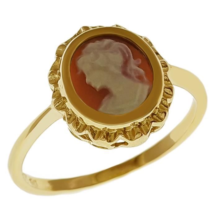 Bague camé orange Plaqué Or 18 carats