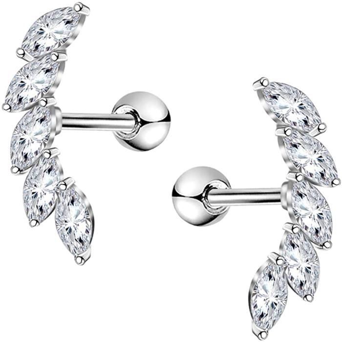 OUFER 2PCS Helix Piercing Oreille Cartilage 16G en Acier Inoxydable 316L CZ Courbé Vigne Piercing Tragus Bijoux de Piercing