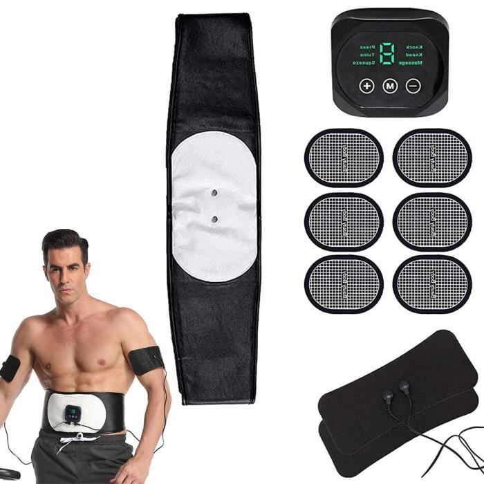 Ceinture Abdominale Noire Electrostimulation et Musculation EMS Appareil Electrostimulateur Musculaire Abdominaux