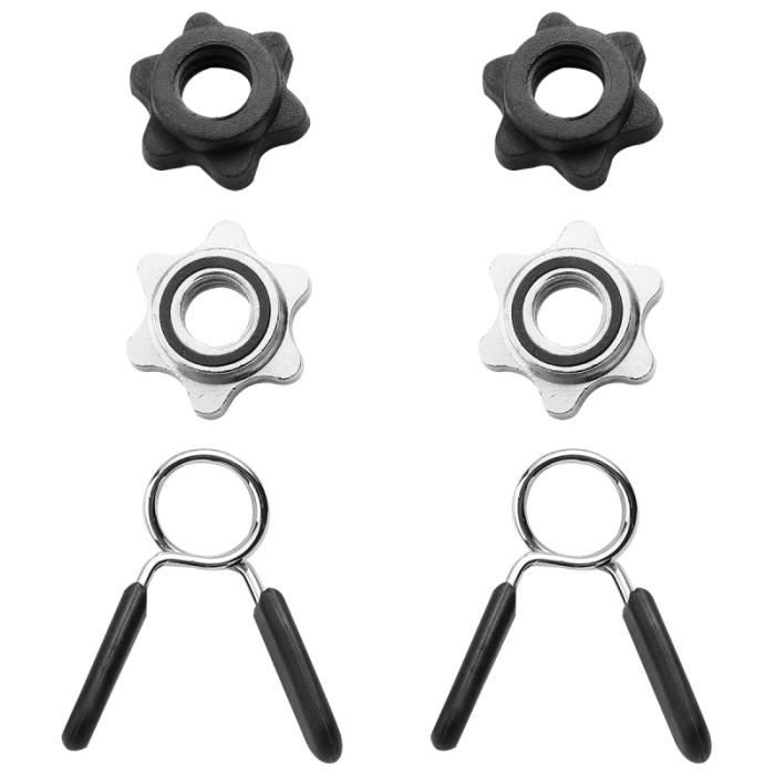 6pcs haltère écrou hexagonal robuste collier de serrage à vis de premier choix pour BARRE - HALTERE - POIDS