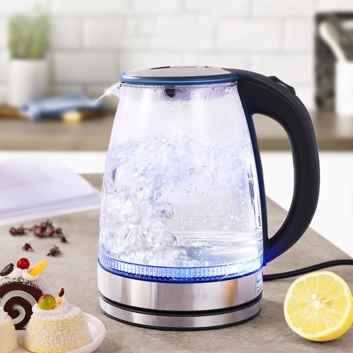 1.7L Bouilloire électrique en verre Bouilloire automatique Anti-Dry Burn en acier inoxydable EU 220V -LAF