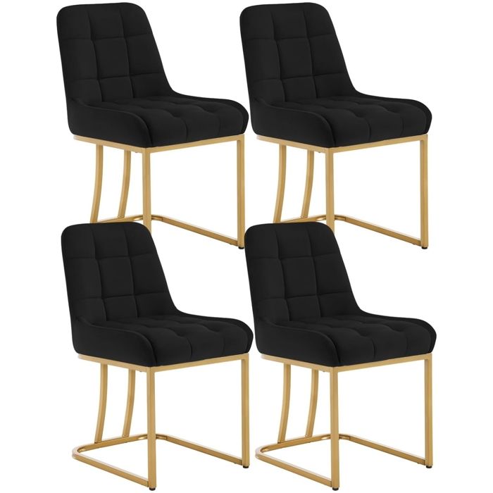 WOLTU Chaise Salle à Manger Lot de 4 Chaise Salon en Velours Rembourrée Structure Métallique en Forme darc Noir W0ATT0533-4 WOLTU Chaise Salle à Manger Lot de 4 Chaise Salon en Velours Rembourrée Structure Métallique en Forme darc Noir W0ATT0533-4
