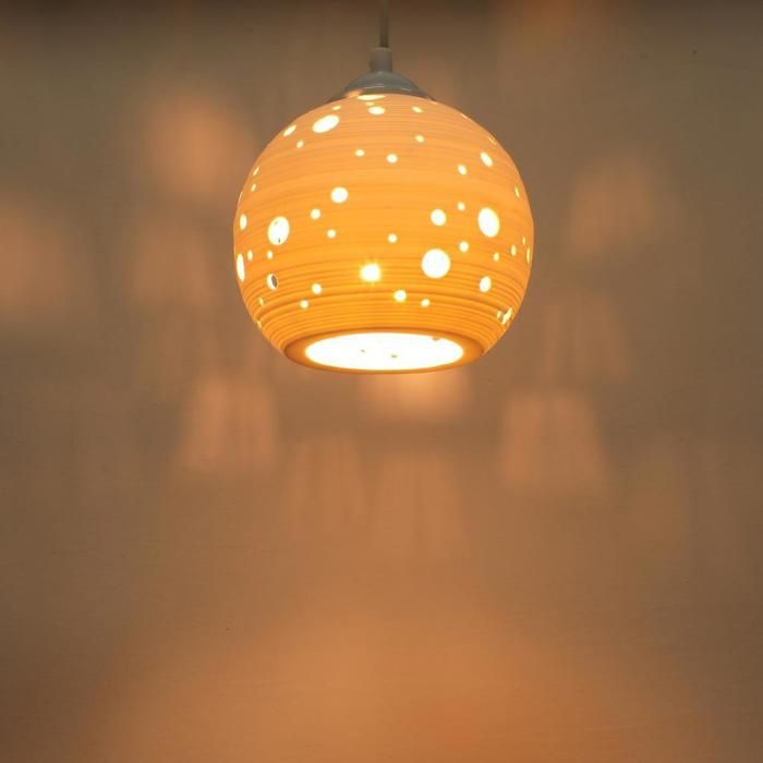 iDEGU Moderne Lustre Suspension Lampe Luminaire en Céramique Abat-jour Design Planète Plafonnier Vintage pour Salon Chambre