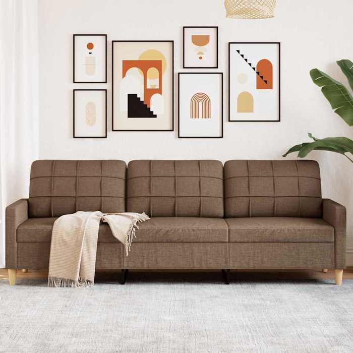 vidaXL Canapé à 3 places Marron 210 cm Tissu canapé canapé de salon canapé à trois places canapé rembourré sièges de 4007417