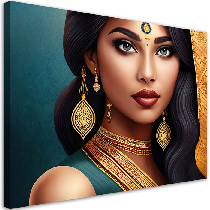 Tableau sur toile Oriental Femme Portrt décoration artistique - FEEBY - 60x40 cm