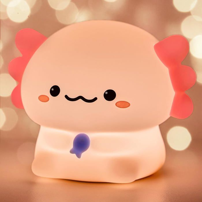 MUMUQ Axolotl Veilleuse LED Mignonne En Silicone Pour Chambre D'enfant, Veilleuse Spongieuse Avec Minuterie De 20 Minutes Pour Allaitement, Décoration Amusante, Cadeau Mignon