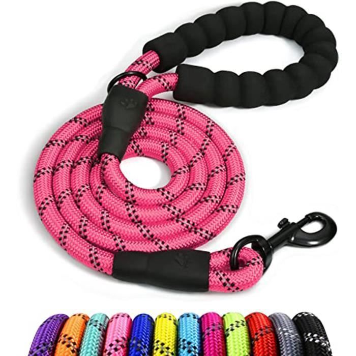 Comparer les prix de Laisse Chien Corde  1.5m Laisse Forte pour Chien pour Chiens de Moyenne et Grande Taille - Rose