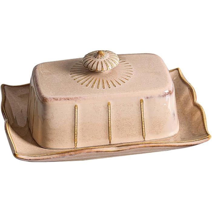 1Set Beurrier élégant avec couvercle récipient de stockage daliments polyvalent pour le fromage au beurre et les desserts
