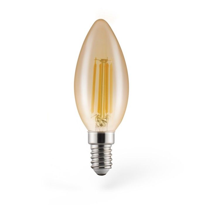Ampoule filament LED décorative - Bougie vintage - E14 - 4W 320 lm - Verre ambre dimmable