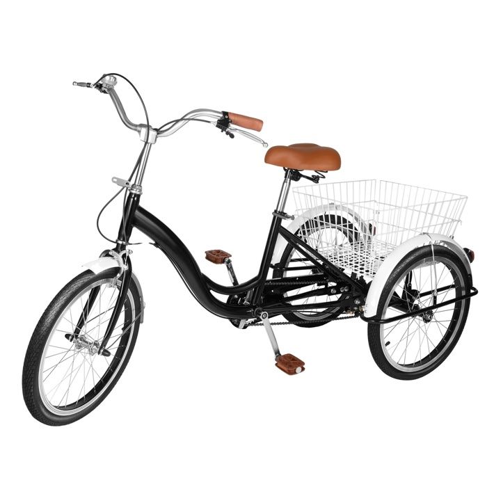 Vélo course trois roues 20 pouces avec panier, tricycle for adultes, vélo 3 roues réglable for