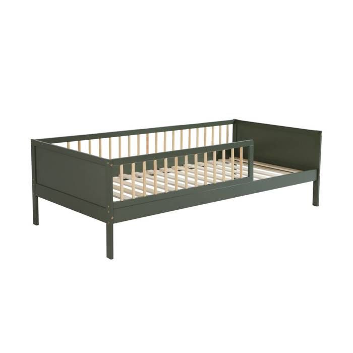 Lit enfant 90 x 190 cm pin naturel sommier à lattes inclus Vert - Elio Lit enfant 90 x 190 cm pin naturel sommier à lattes inclus Vert - Elio