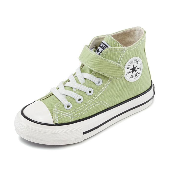 INSFITY Baskets Toile Mixte Enfant Haute Chaussures Léger Respirante Antidérapant Pour Garcon et Fille - Vert