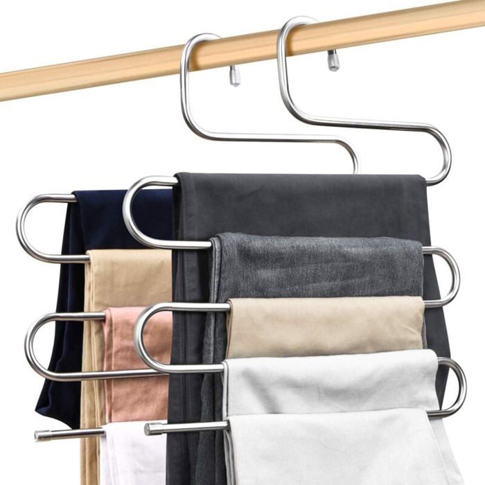 2 pcs Cintres Porte-Pantalons Cintre Pantalon en Acier Inoxydable Porte-Pantalon ,Type S à 5 Couches Cintre Multi-Usage pour P 2 pcs Cintres Porte-Pantalons Cintre Pantalon en Acier Inoxydable Porte-Pantalon ,Type S à 5 Couches Cintre Multi-Usage pour P