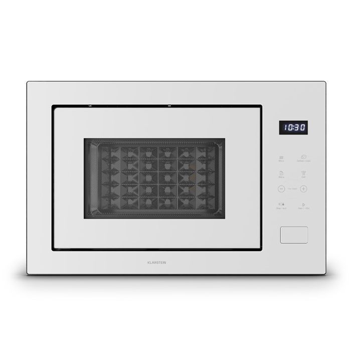 Klarstein Velaire Micro-Ondes Encastrable 25 L avec Grill 850W 1200W Grill 8 Programmes Commande Tactile Acier Inox  Blanc - Klarstein