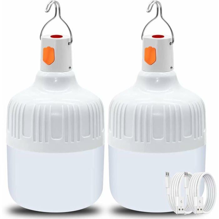 Lanterne Camping Rechargeable - 2 Pièces Lampe Rechargeable 40 Watts - Lampe Rechargeable USB 360° - Lanterne Portable à Suspendre