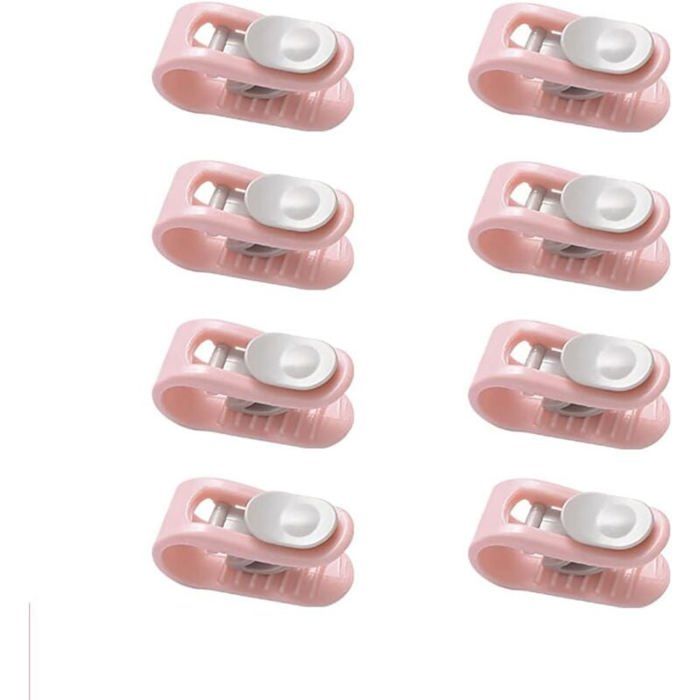 Pinces à couette - 8 pièces anti-dérapantes sans épingle - Rose Étiquette