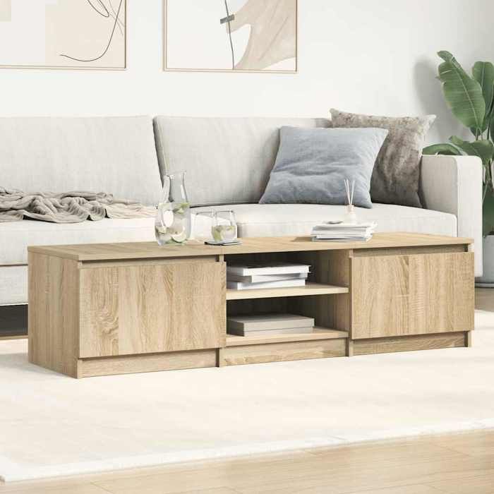 Meuble TV chêne sonoma - vidaXL - 140x40x355 cm - Bois dingénierie - 2 portes - 2 compartiments ouverts