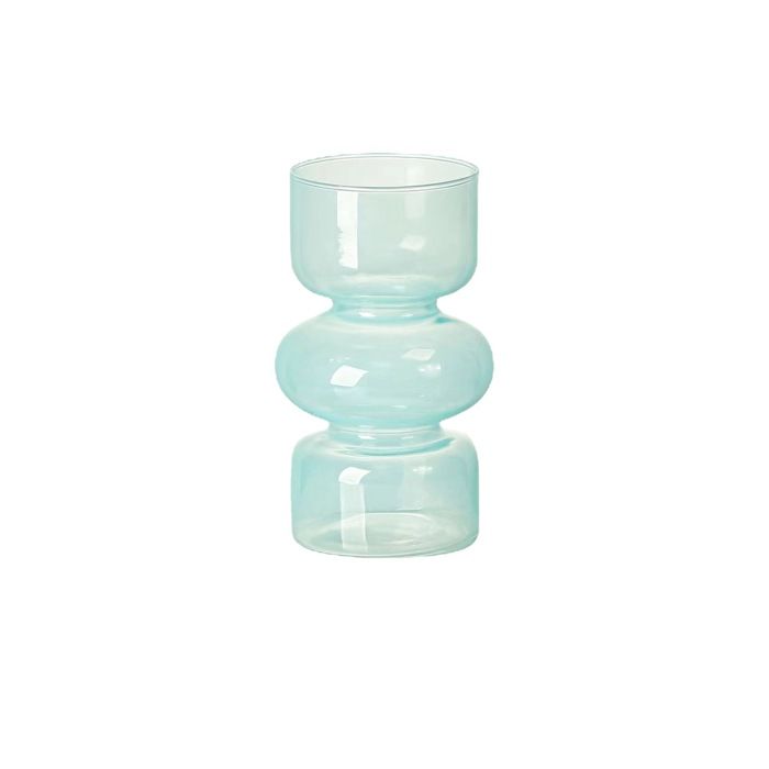 Vase hydroponique en verre vase en verre noir de 18 cm pour fleurs vase floral pour la décoration intérieure (bleu ciel)