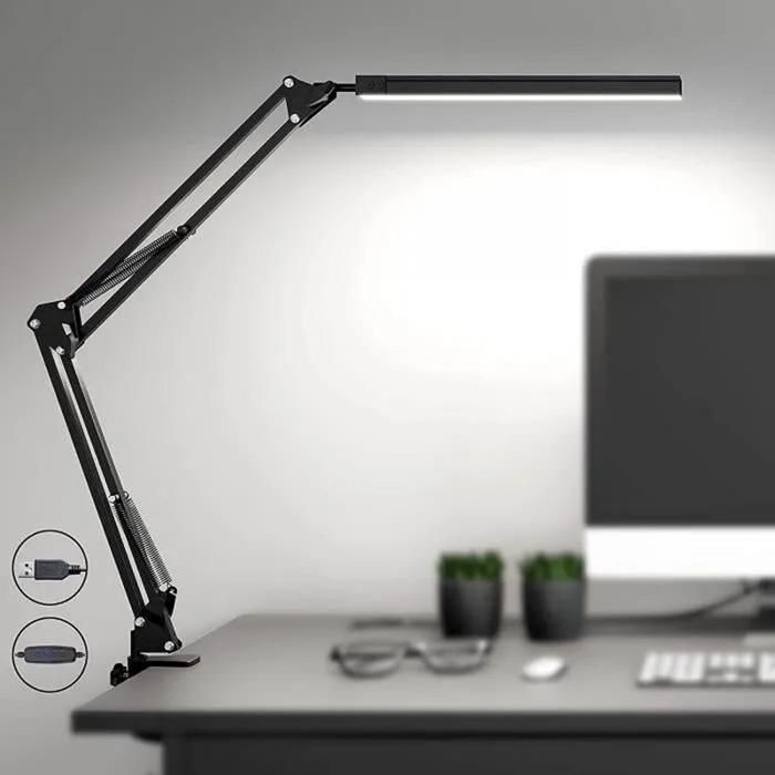 Lampe de Bureau LED - Puissante - 3 modes déclairage - 9 niveaux de luminosité - Noir