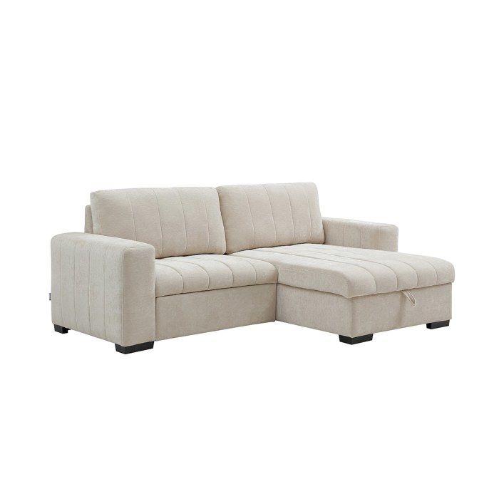 Canapé dangle convertible et réversible en tissu texturé beige KONOTI