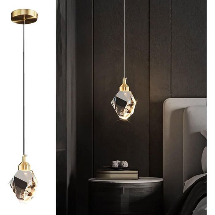 Suspension en cristal - PZCC - PZCC - LED 3 couleurs - Cristal K9 - Hauteur réglable 1 5 m